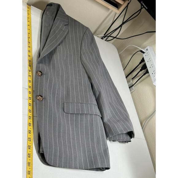 Lauren Ralph Lauren Blazer Mens 40R Gray Pinstripe Wool Blend Old Money Career - Picture 8 of 9